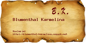 Blumenthal Karmelina névjegykártya